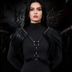 PURFUN Women Punk PU Leather Tassel Shoulder Harness Belt Gothic Black Fringed Body Harness Belt Adjustable Sexy Nightclub Rave Roleplay Cosplay Halloween Costume Chest Chain Body Chain Jewelry