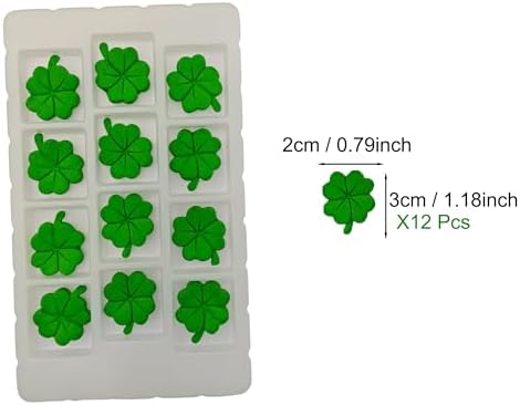 Edible 12pcs Green Shamrock Sugar cake decorations, cupcake toppers, perfect Clover Icing Cookies decro for St. Patrick's Day Birthday Halloween Thanksgiving Christmas party Team Dinner