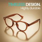 2SeeLife Brown Round Premium Clear Frame Reading Glasses – Solid & Sturdy Frame Blue Light Retro Readers for Men & Women with Spring Hinges & Scratch-Resistant Lenses, Strength 1.75