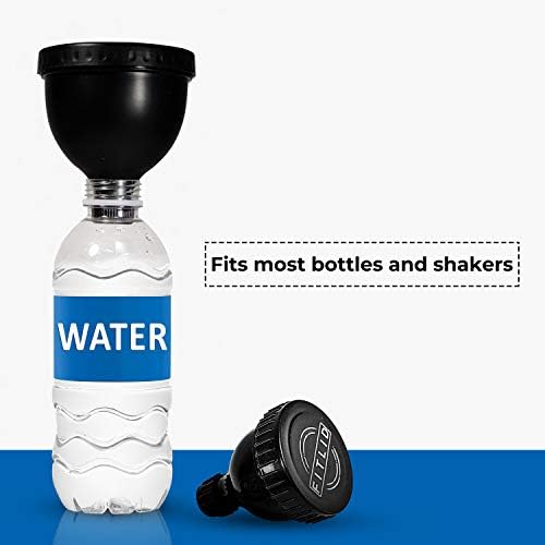 Small & Large 2-Pack Portable Protein Supplement Funnels, Great for Pre-workout, BCAA's, and Protein Powder. Easy & Mess Free Container for Workout, Travel, To-Go, Fitness, WOD.
