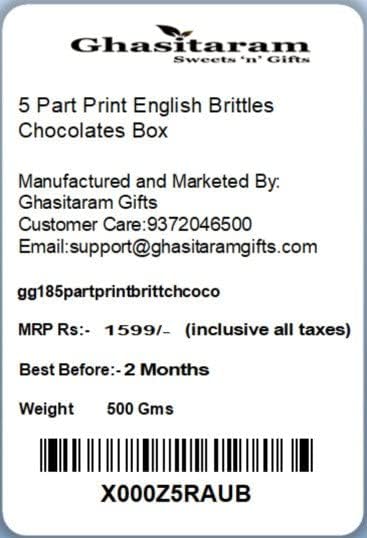 Ghasitaram Gifts Diwali Gifts Diwali Chocolates - 5 Part Print English Brittles Chocolates Box