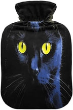 YETTASBIN Black Cat Hot Water Bottle, 2L Transparent Leakproof Hot Water Bag Washable Heat Resistant Water Bottle with Soft Plush Cover for Menstrual Cramps Neck and Shoulder Pain Relief
