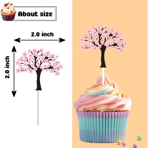 18 PCS Japanese Cupcake Toppers for Boys Girls Adult Kokeshi Folding Fan Cherry Blossom Cake Topper Sushi Japanese Birthday Party Decorations Supplies