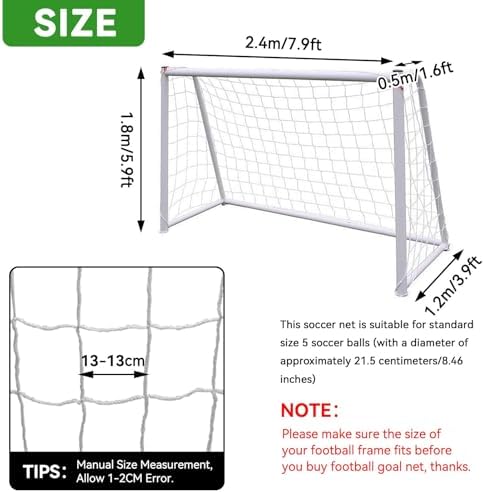 Soccer Net 8x6, Soccer Net for Replacement Football Goal Netting High Impact Sports Practice Barrier for Adults and Youth Football Practice, 8 X 6 Ft