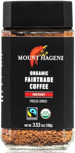 Mount Hagen 3.53oz Organic Freeze Dried Instant Coffee | Eco-friendly, Fair-Trade Coffee Made From Organic Medium Roast Arabica Beans [3.53oz Jar]