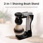 Keropy 2-in-1 Shaving Brush and Razor Stand, Black Acrylic Durable Razor Holder, One-Piece Shave Brush Stand, Safety Razor Stand for Men, Universal Bathroom Storage Organizer, Grooming Gift for Men