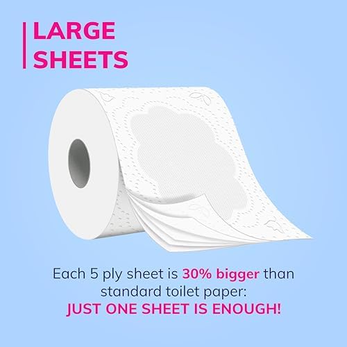 Foxy Cotton | 5 Ply Toilet Paper | 40 Rolls / 115 Tears per Roll - Extra Large Sheets with Real Cotton Fibres | FSC Certified