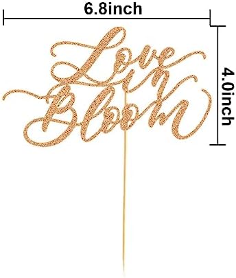 Love in Bloom Cake Topper for Glitter Wedding Engagement Bridal Shower Bachelorette Party Decors Rose Gold