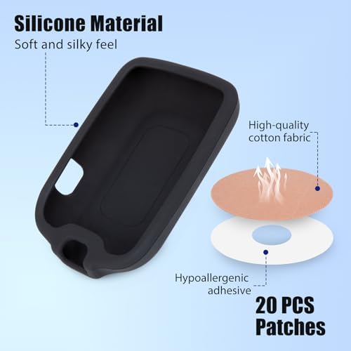 YOUSHARES Libre 2 Reader Silicone Case with 20 Packs Beige Libre 2 Sensor Cover Waterproof, Anti-Drop Scratches Protective Case for Adhesive Patches Sensor (Black)