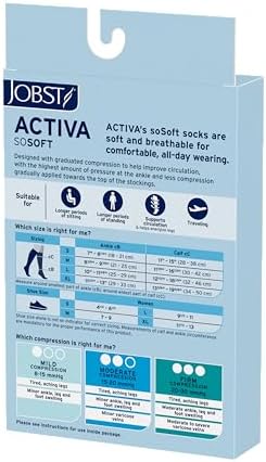 JOBST ACTIVA SoSoft 20-30 mmHg Compression Socks Knee High Closed Toe, Brocade Design