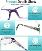 Suertree Reading Glasses for Women, 5 Pack Blue Light Blocking Computer Ladies Readers Men with Spring Hinge +2.5x