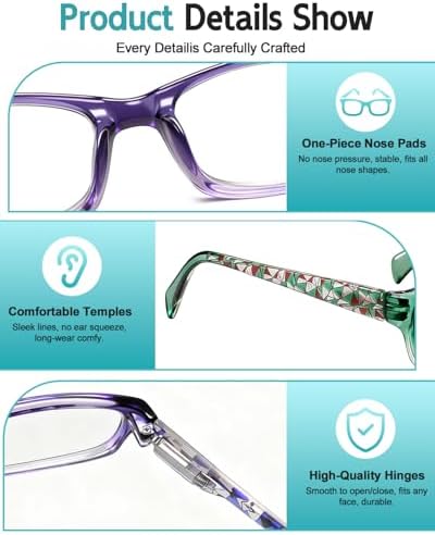 Suertree Reading Glasses for Women, 5 Pack Blue Light Blocking Computer Ladies Readers Men with Spring Hinge +0.5x