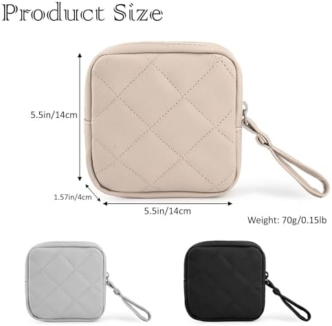 Sanitary Napkin Storage Bags, Portable Makeup Bag, Portable Feminine Product Pouch, Reusable Menstrual Pads Storage Organizers Pouch (Beige)