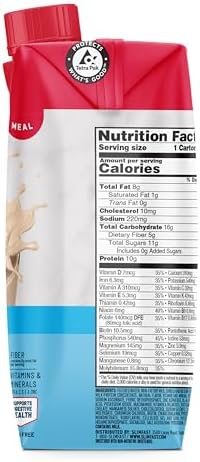 SlimFast Meal Replacement Shake, Original French Vanilla, No Added Sugar, Meal Replacement Shakes, 10g Ready to Drink Protein, 5g Fiber, 25 Vitamins and Minerals, 11 Fl. Oz, 12 Count