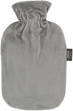 Fashy Hot Water Bottle with Fleece Cover, Super Soft, Grey, 2.0 L