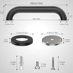 12" Stair Handrail, Wall-Mounted Safety Grab Bar for Indoor & Outdoor Steps, Rustic Pipe Design, Black (2 Pack)
