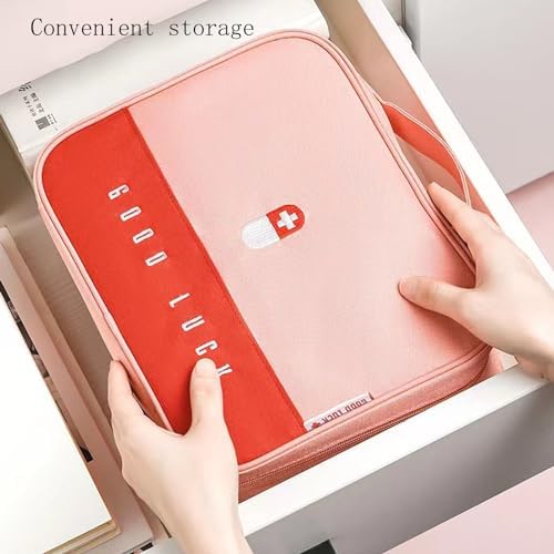 Travel Medicine Bag Pill Bottle Organizer Storage Pouch Medication Carrying Case Carrier for Traveling Medical Supplies, Medications, Pills, Bottles, Vitamins, Supplements (Pink)