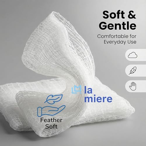 LA MIERE Gauze Swabs, 2"x2" -100P, 12-Ply, Sterile 100% Cotton Gauze Pads, All-Purpose Dental and Surgical Sponges for Wound Carel