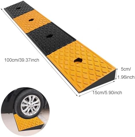 Nisorpa 2'' Rise Rubber Curb Ramp Heavy Duty Loading Rubber Curb Ramps 22000lbs (10 Ton) Driveway Ramp Car Slope Threshold Ramps for Loading Dock Bike Vehicle Warehouse Sidewalk Wheelchair