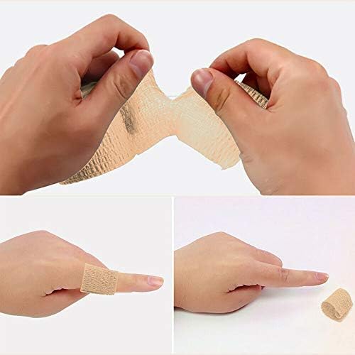 Bandage Tape BE-TOOL Self Adhesive Finger Tapes, 12 Rolls 2.5cm x 4.5m Strong Sports Tape for Finger Sprains & Swelling, Self-Adhesive Bandage Rolls (Red)
