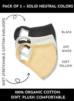 Cotton Face Masks - Made of Premium Organic Cotton, Reusable Washable Soft Cloth Face Masks 3/6 Pk