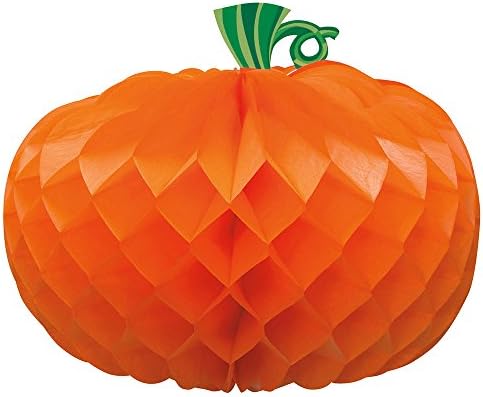 Orange Pumpkin Shaped Honeycomb Centerpiece (10.75") - Eye-Catching Decoration - Perfect for Fall Festivities & Halloween
