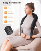KNQZE Neck and Shoulder Massager with Heat, Cordless Back and Neck Massager, Upgraded Graphene Heating, 4D Shiatsu Deep Kneading Massage for Shoulder, Back,Leg,Pain Relief, Gift for Dad Mom (Black)