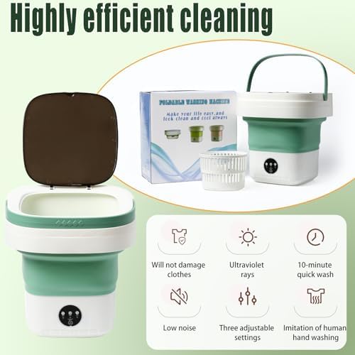 Mini Portable Foldable Washer - 16L Portable Washing Machine, Spin dryer, Small Folding Washing Machine 3 Cleaning Modes for Baby Clothes/Intimate Apparel, for Travel, Home