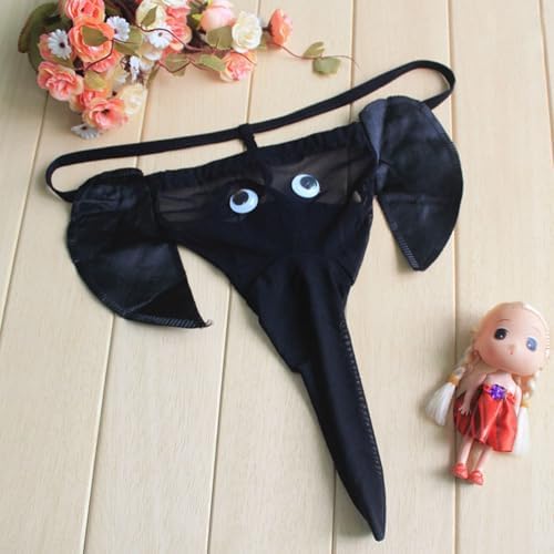 Men's Elephant Thong Funny Banana Trunk Novelty G-String Sexy Low Rise Pouch Lingerie Hammock Underwear for Men