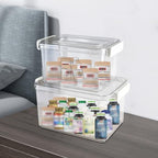 3 Pack Supplement Bottle Organizer with Travel Pill Organizer, Clear Plastic Vitamin Pill Bottle Organizer with Lid & Handle, Stackable First Aid Box Empty for Medicine, Fish Oil, Supplements