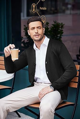 COOFANDY Men's V Neck Cardigan Sweater Casual Lightweight Button Down Knitted Cardigan Sweater