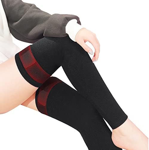 Winter Warm Wormwood Self Heating Knee Brace Long Compression Sleeve for Women Men Thermal Support Cotton Leg Warmer Knee Pads Cold Protector, Heated Massager Knee Wrap for Arthritis Joint Pain Relief (black-XXL)