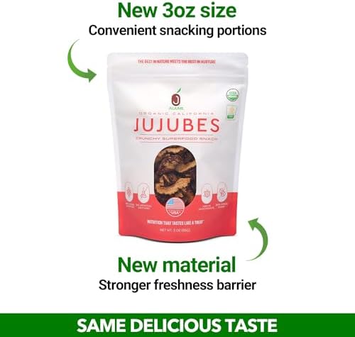 USDA Organic California Grown Pure Jujube Product | JUJUME Crisps | Sweet Jujube Chips | ZERO Added Sugar or Preservatives | All-Natural Healthy Snack | 2-pack 3oz bags
