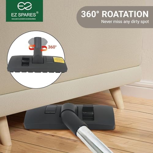 EZ SPARES 1 1/4 inch 32mm Universal Vacuum Cleaner Euro Floor Brush Head Brush Attachment for Floor and Carpet Combo Tool (Black)