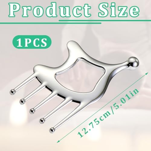Gua Sha Tool With Handle,5in1 Scalp Massage Tool,Metal Gua Sha,Gua Sha Facial Tools,Stainless Steel Gua Sha,Head Massager Scalp For Head&Face&Body Deep Relaxation And Relieving Fatigue & Pain