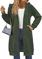 Zeagoo Women's Zip Up Hoodies Long Sleeve Long Tunic Sweatshirts Oversized Fleece Casual 2025 Fall Jacket Coat with Pocket