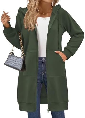Zeagoo Women's Zip Up Hoodies Long Sleeve Long Tunic Sweatshirts Oversized Fleece Casual 2025 Fall Jacket Coat with Pocket