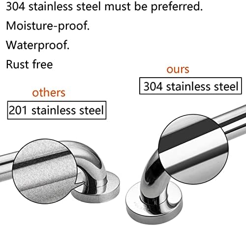 Rockgoya Shower Grab Bar, 2 Pack 24 Inch Bathroom Grab Bar, 304 Stainless Steel 1.25" Diameter Anti-Slip Handicap Grab Bar Support Shower Rail Senior Handrail Shower Safety Bar Handle