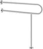 VEVOR Toilet Safety Rail, 31.5 Inch U-Shaped Handicap Grab Bar, 304 Stainless Steel Senior Safety Pole, Toilet Grab Bars with Anti-Slip Handle, 300 Lbs Load Capacity Security Handrail with Support Leg