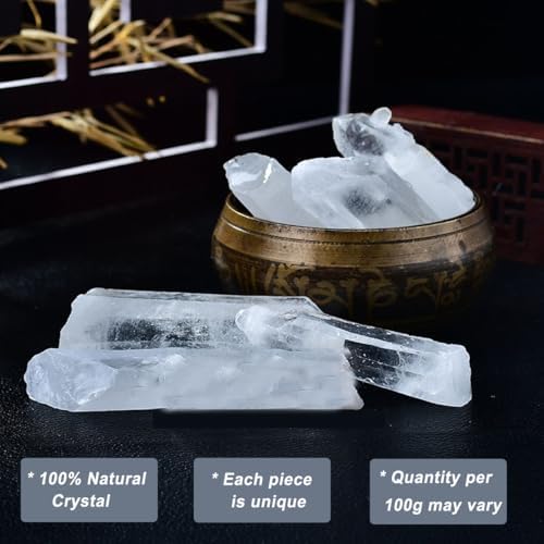Erliway 0.22 lbs Clear Quartz Crystals Bulk, 2.36-3.94" Raw Clear Quartz Crystal Wands, Irregular Shape Rough Quartz Crystal Points for Meditation Yoga Reiki Balancing Wire Wrapping