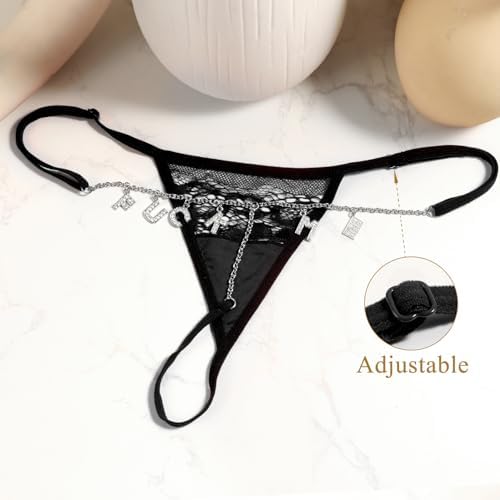 Sexy Underwear for Women, 2 Pack Thong Panties Custom Name or Fun Lettering, Lace&Silk G-String, Adjustable