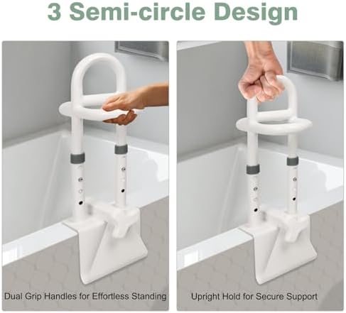 YEEGO DIRECT Bathtub Safety Rail, Height Adjustable Shower Bathtub Grab Bars for Seniors, Innovative Triple Grip Bathtub Handles for Seniors, Waterproof Frame, 300 LBS Weight