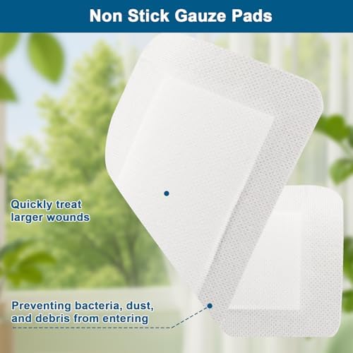20 Pcs Island Dressing 4x10 Inch Bordered Gauze with Adhesive Border, Individually Packed Non Stick Gauze Pads, Breathable Bandages for Wounds Care and First Aid