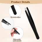 Tweezers for Eyebrows, 12 Pcs Eyebrow Tweezers Set Stainless Steel Slant Tip Tweezer Bulk Brow Tweezer for Women Men Facial Hair, Black