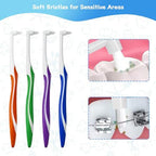 4-Pack Tuft Toothbrushes for Orthodontic Care, Interspace Tufted Brush with End-tuft Tapered Design, Soft Trim Bristles for Braces, Bridges, and Wisdom Teeth Gap, Dental Health Oral Care Tools