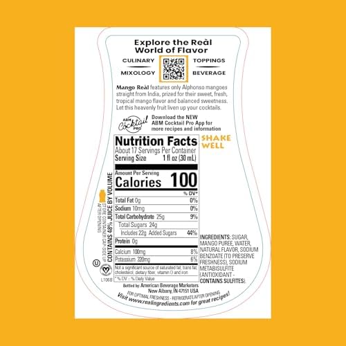 Mango Reàl Infused Exotics, Mango Puree Infused Syrup, 16.9 FL OZ Squeezable Bottle (Pack of 3)