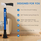Walking Cane,Portable & Ultra-Light Series, One-Button Telescopic Folding Walking Cane – Like an Umbrella | Compact, Adjustable, All-Terrain Tips, Elegant Muted Tones