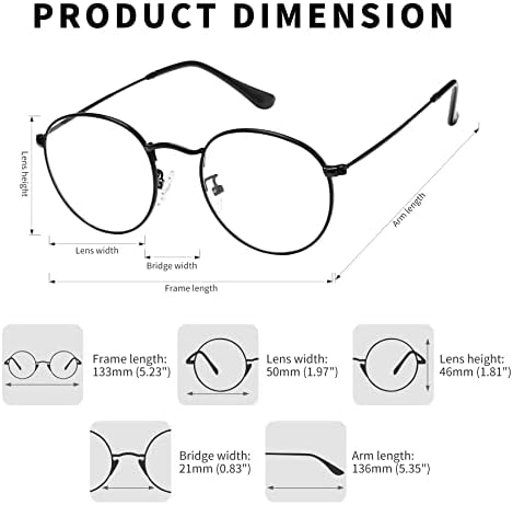 Pro Acme Classic Round Metal Clear Lens Glasses Frame Unisex Circle Eyeglasses