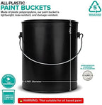1 Gallon Plastic Paint Bucket (Black) - Triple Lock Airtight Seal - Minimizes Skimming - Rust Proof - Odor & Chemical Resistant - 128 Fl Oz All-Plastic Paint Can with Metal Handle - Stock Your Home