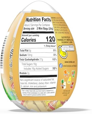 Haribo Easter Candy - Plastic Egg with Gummi Bear Goldbears - 6 Mini Treat Sized Bags in Original Flavors - Individually Wrapped Fruity Gummy Bears for Easter Basket and Egg Hunts